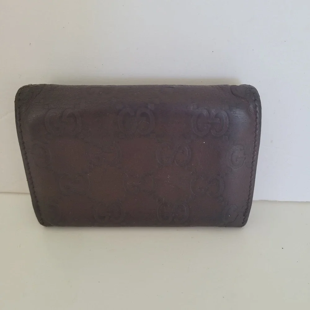 Gucci Guccissima Brown Leather Card Case Wallet GG Monogram 251727-496334 Italy‎